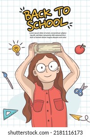 Hand, die zurück in die Schule gezeichnet ist, Kindergrafik Vektorgrafik