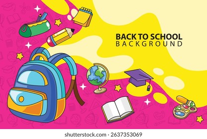 Hand drawn back to school poster template vector background