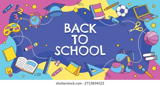 Hand drawn back to school poster template vector illustration