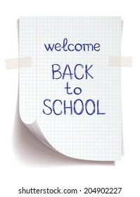 Hand drawn Back to School sketch on squared notebook paper