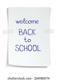Hand drawn Back to School sketch on squared notebook paper