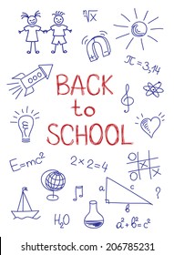 Hand drawn Back to School sketch on squared notebook paper