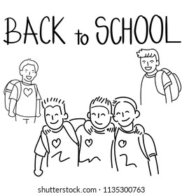 Hand drawn Back to school
Students studying vector illustrations