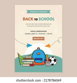 Vorlage für Webinar-Poster mit Schulmaterial zurückgezogen