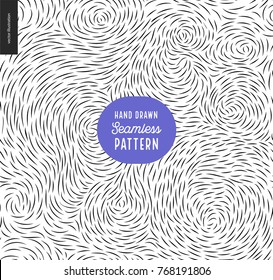 Hand drawn back and white pattern. Fur or leaves seamless black and white pattern