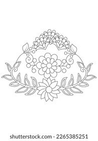 Hand drawn backdrop. Coloring book, page for adult and older children. Black and white abstract floral pattern.