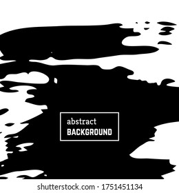 Hand drawn background with abstract brush strokes. Minimal black and white banner design. Vector illustration