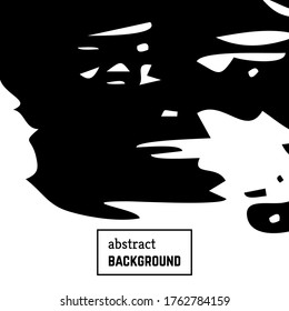 Hand drawn background with abstract brush strokes. Minimal black and white banner design. Vector illustration