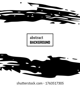 Hand drawn background with abstract brush strokes. Minimal black and white banner design. Vector illustration