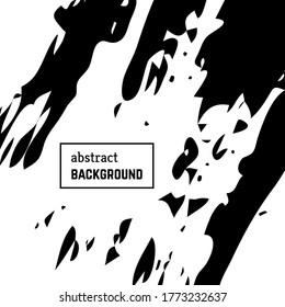 Hand drawn background with abstract brush strokes. Minimal black and white banner design. Vector illustration