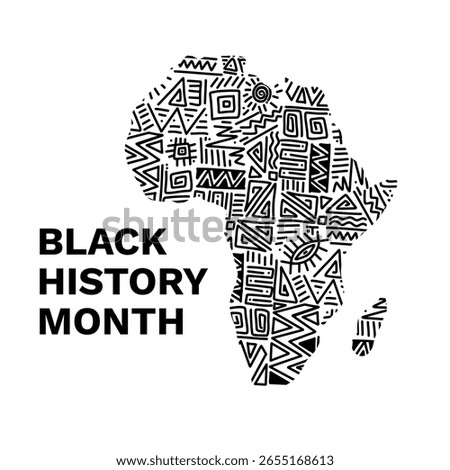 Hand drawn Background with african map pattern Black History Month