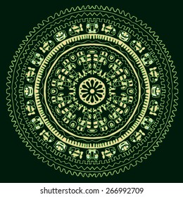 Hand drawn Background in American Indian Style with Mayan ornament