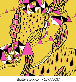  Hand drawn background with artistic pattern.Bright colors. Seamless pattern can be used for wallpaper, pattern fills, web page background, surface textures.