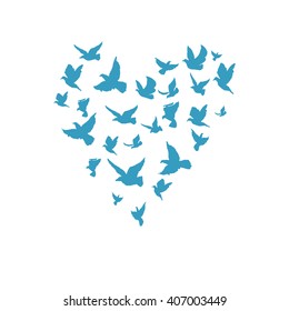 Hand drawn background with birds. Template for banners, cards, invitations.