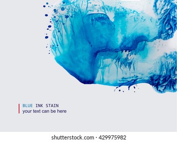 hand drawn background with blue ink stain