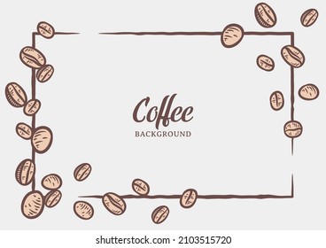 Hand drawn background with coffee beans, Vector coffee background design