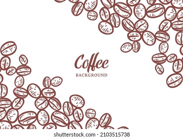 Hand drawn background with coffee beans, Vector coffee background design