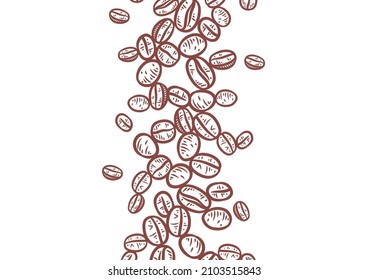 Hand drawn background with coffee beans, Vector coffee background design