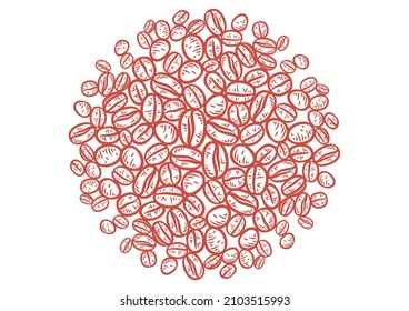 Hand drawn background with coffee beans, Vector coffee background design