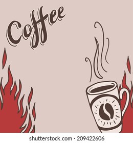 Hand drawn background with coffee mugs