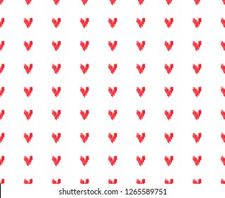 Hand drawn background with colored hearts. Seamless grungy wallpaper on surface. Abstract texture with love signs. Lovely pattern. Line art. Print for banner, flyer or poster. Colorful illustration