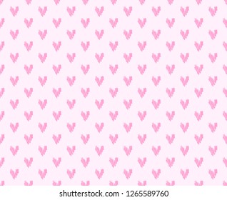 Hand drawn background with colored hearts. Seamless grungy wallpaper on surface. Abstract texture with love signs. Lovely pattern. Line art. Print for banner, flyer or poster. Colorful illustration