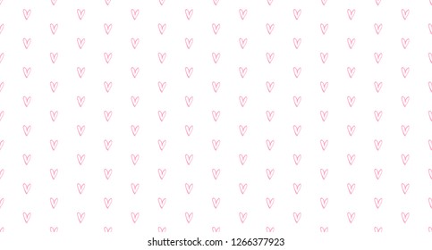 Hand drawn background with colored hearts. Seamless grungy wallpaper on surface. Abstract texture with love signs. Lovely pattern. Line art. Print for banner, flyer or poster
