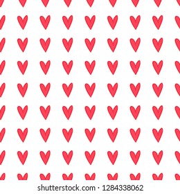 Hand drawn background with colored hearts. Seamless grungy wallpaper on surface. Abstract texture with love signs. Lovely pattern. Print for banner, flyer or poster. Colorful illustration