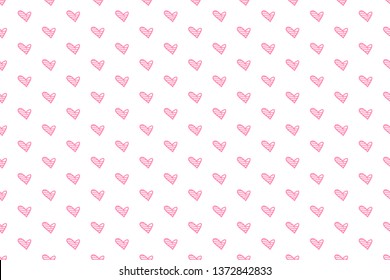 Hand drawn background with colored hearts. Seamless texture with love signs. Line art. Print for banners, flyers or posters