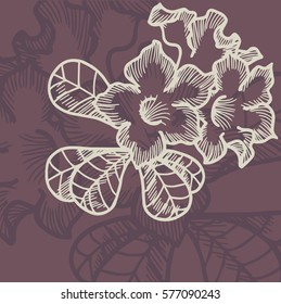 hand drawn background of desert rose. 