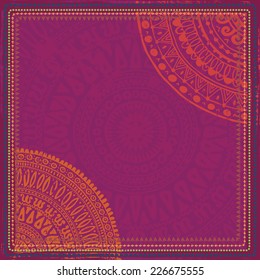 Hand drawn  background in ethnic style.  All objects are conveniently grouped  and are easily editable.