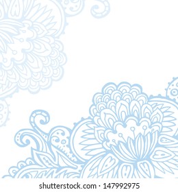 Hand drawn background with fantasy stylized flowers. Floral design template in pastel tones