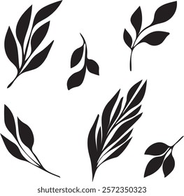 Hand drawn background of field branches and leaves. Vector illustration in sketch style. Aesthetic botanical design.EPS 10