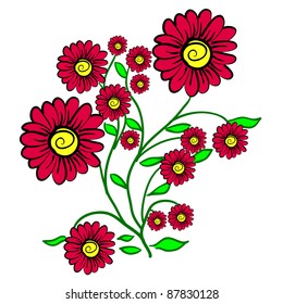  hand drawn background with a  flower
