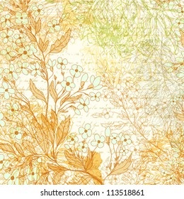 Hand drawn background with forget-me-not flowers