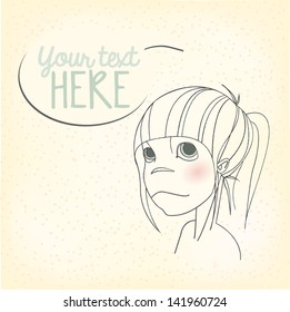 Hand Drawn Background With Girl Face