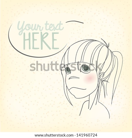 Hand Drawn Background With Girl Face