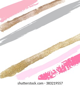 hand drawn background of gold and pink brush 