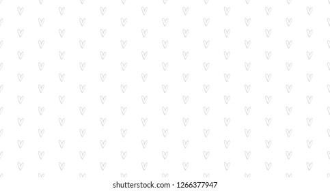 Hand drawn background with hearts. Seamless wallpaper on surface. Chaotic texture with many love signs. Lovely pattern. Line art. Print for banner, flyer or poster. Black and white illustration
