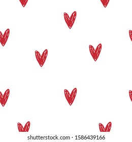 Hand drawn background with hearts. Valentine's day seamless pattern