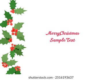 Hand Drawn Background Illustration of Christmas Holly
