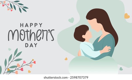 Hand drawn background image of mother hugging her child for mother's day celebration
