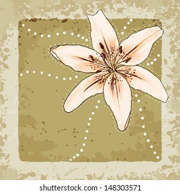 hand drawn background with lily flowers, vector illustration, eps10