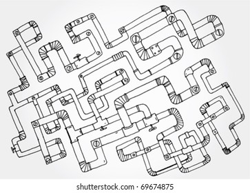 Hand Drawn Background Made of Pipes