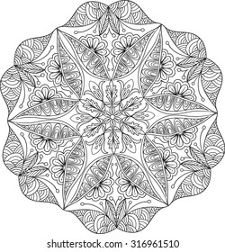 Hand drawn background. Mandala. Geometric circle element.