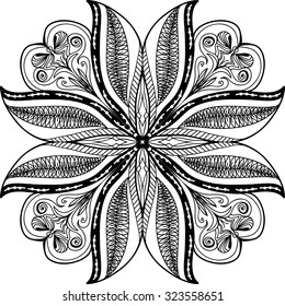 Hand drawn background. Mandala. Geometric circle element.