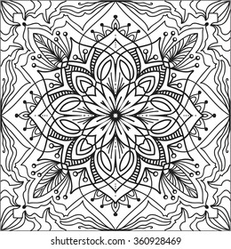 Hand drawn background. Mandala. Geometric circle element.