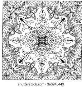 Hand drawn background. Mandala. Geometric circle element.