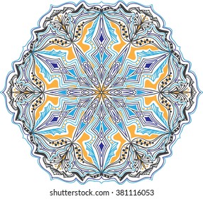 Hand drawn background. Mandala. Geometric circle element.