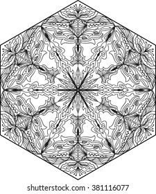 Hand drawn background. Mandala. Geometric circle element.
